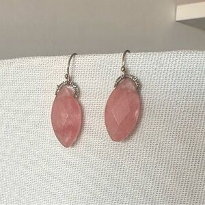 Danielle Welmond Handwoven Watermelon Quartz Earrings with Gold Thread